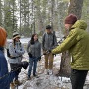 students on snowy mountain during leadership course